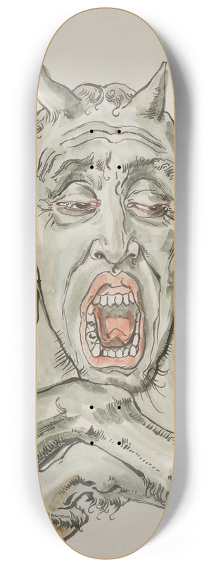 Jan Matejko - Bust of the devil with an open mouth 8.25 inch art skate deck