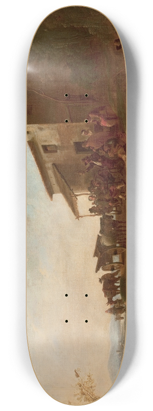 Jan Miel - Scene in front of a tavern 8.25 inch art skate deck