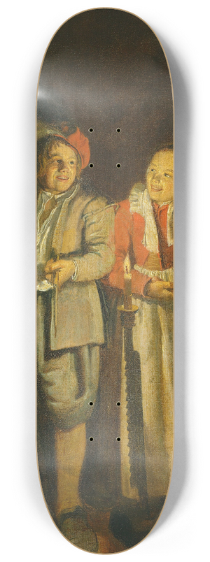 Jan Miense Molenaer - A boy and a girl playing music by candlelight 8.25 inch art skate deck Jan Miense Molenaer - A boy and a girl playing music by candlelight 8.25 inch art skate deck