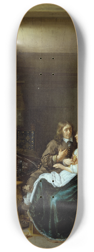 Jan Miense Molenaer - A Couple in an Interior 8.25 inch art skate deck