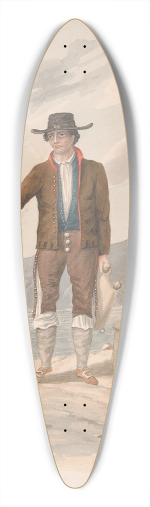 Alfred Diston - Man standing on seashore  Hierro 39.3 inch art pintail longboard deck