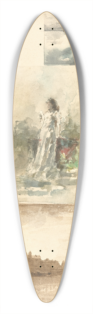 Alfred Stevens - A Trompe loeil Collage 39.3 inch art pintail longboard deck