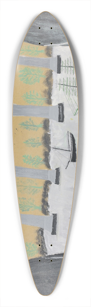 Alfred Wallis - Saltash Bridge 39.3 inch art pintail longboard deck