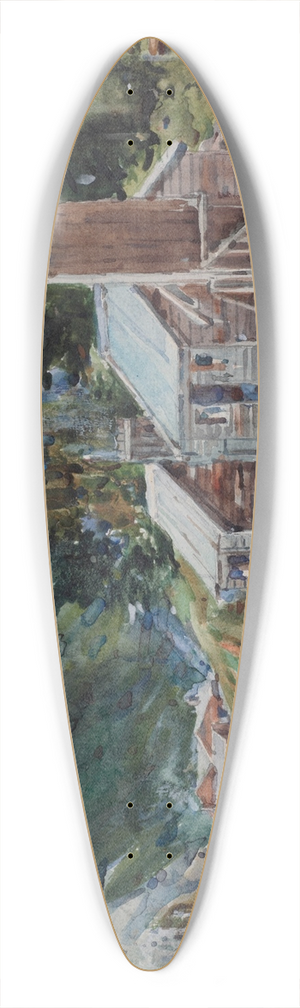 Alfred Walsh - Landscape with huts 39.3 inch art pintail longboard deck