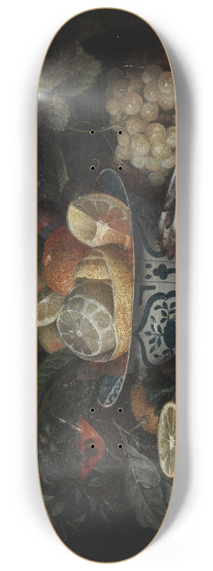 Jan Pauwel Gillemans the Elder - Still life with vegetables and fruits 8.25 inch art skate deck Jan Pauwel Gillemans the Elder - Still life with vegetables and fruits 8.25 inch art skate deck