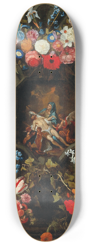 Jan Philips van Thielen - A garland of flowers surrounding a cartouche with a Piet 8.25 inch art skate deck