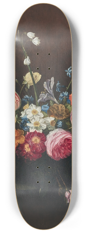 Jan Philips van Thielen - A garland of flowers with tulips, daffodils, lilies of the valley suspended from ribbons 8.25 inch art skate deck