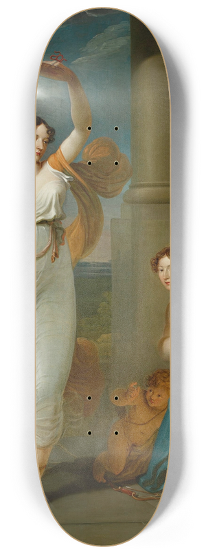 Jan Rustem - Portrait of Maria Mirska, Barbara Szumska and Adam Napoleon Mirski 8.25 inch art skate deck