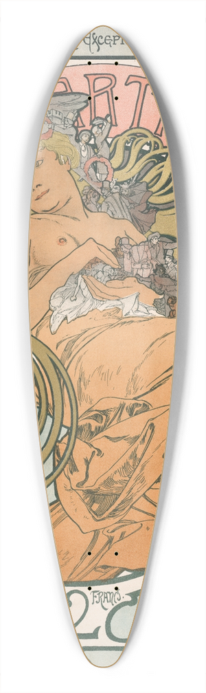 Alphonse Mucha - Au Quartier Latin 39.3 inch art pintail longboard deck