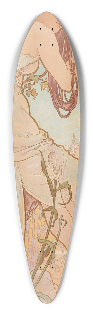 Alphonse Mucha - Les Saisons 4 39.3 inch art pintail longboard deck
