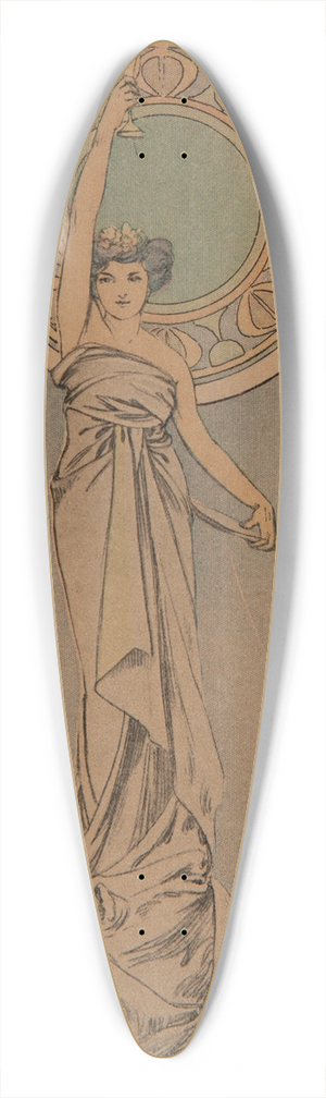 Alphonse Mucha - Menu Card 39.3 inch art pintail longboard deck