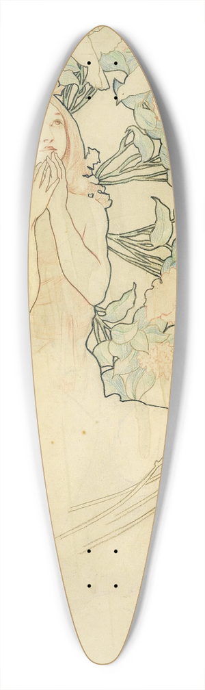 Alphonse Mucha - Study for Monte Carlo 39.3 inch art pintail longboard deck