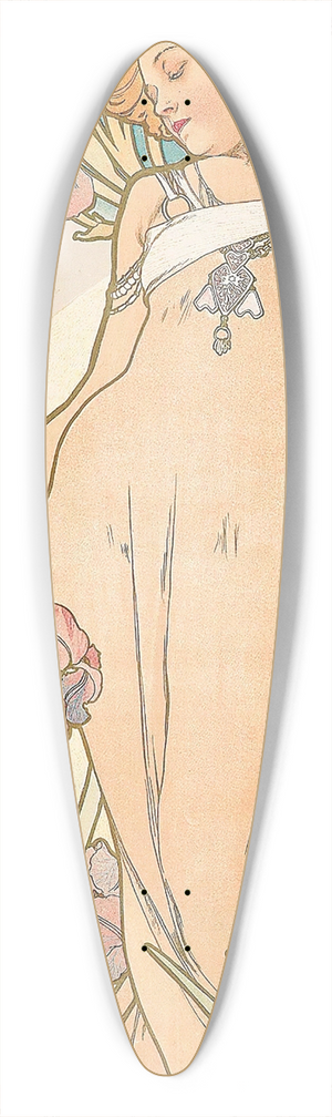 Alphonse Mucha - The Iris 39.3 inch art pintail longboard deck