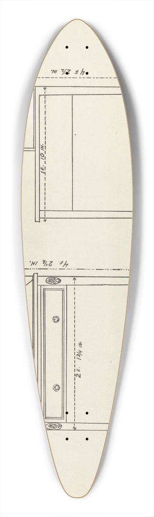 American 20th Century - Plan for Rendering 39.3 inch art pintail longboard deck
