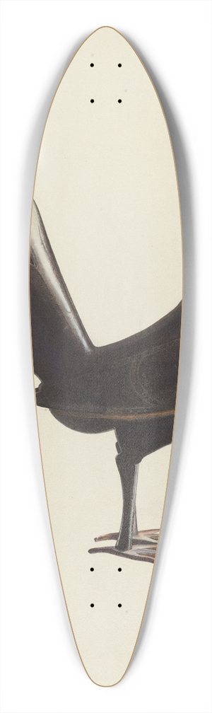 American 20th Century - Small Iron Cock 39.3 inch art pintail longboard deck