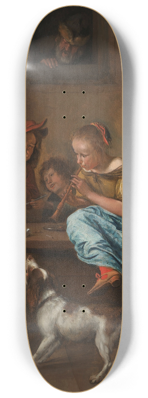 Jan Steen - Children Teaching a Cat to Dance, Known as The Dancing Lesson 8.25 inch art skate deck Jan Steen - Children Teaching a Cat to Dance, Known as The Dancing Lesson 8.25 inch art skate deck