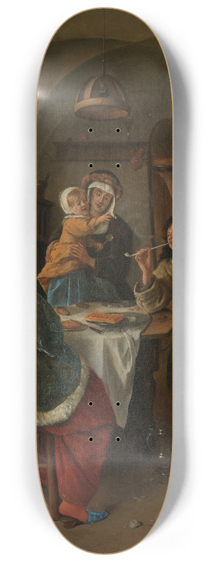 Jan Steen - Family scene 8.25 inch art skate deck
