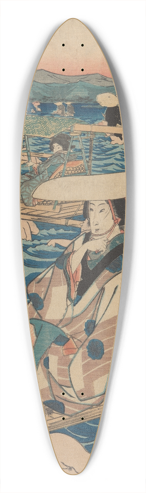 And Hiroshige - Fording a Broad River 39.3 inch art pintail longboard deck