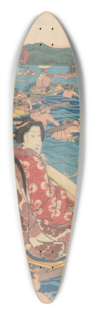 And Hiroshige - Fording a Broad River 39.3 inch art pintail longboard deck
