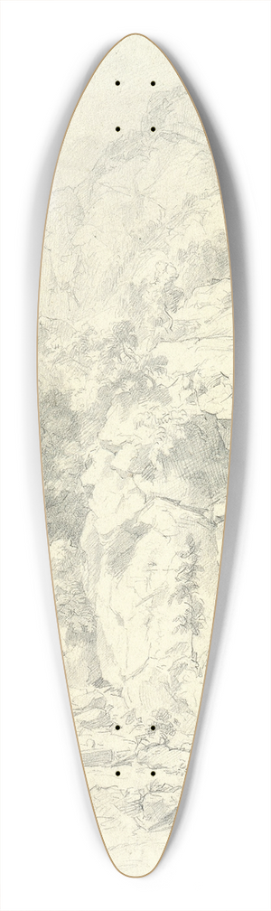 Andreas Achenbach - Mountainous Landscape 39.3 inch art pintail longboard deck