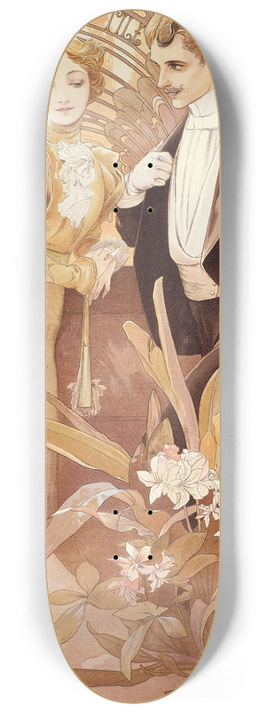 Alphonse Mucha - Flirt 8.25 inch art skate deck