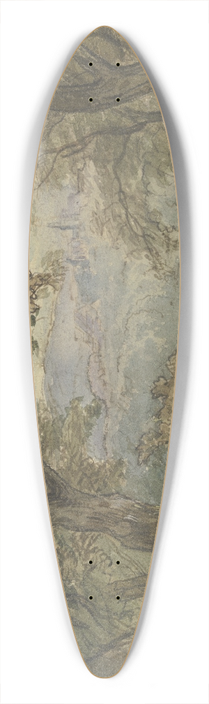 Anton Burger - Waldweg mit Ausblick auf ein Dorf 39.3 inch art pintail longboard deck