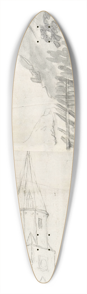 Antonie Waterloo - A Steepled Faade and Farm House 39.3 inch art pintail longboard deck