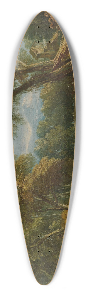 Antonio Diziani - A wooded landscape with figures and animals by a lake 39.3 inch art pintail longboard deck