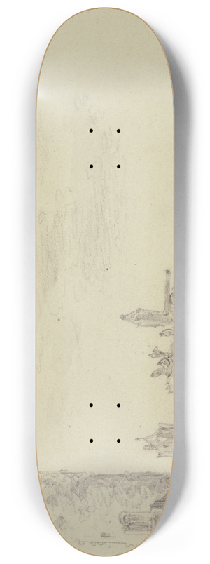 Jan van Goyen - Befestigung, bei einem Kundeturm zwei Kanonen und ein Schilderhaus 8.25 inch art skate deck