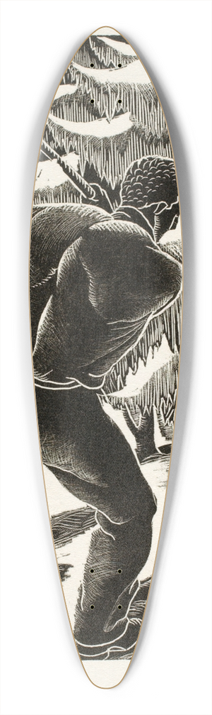 Arnold Wiltz - Untitled (man cutting down tree) 39.3 inch art pintail longboard deck