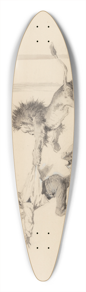 Arthur Burdett Frost - Lion Attack 39.3 inch art pintail longboard deck