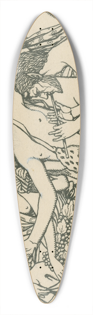 Arthur E. Becher - Bacchanal scene 39.3 inch art pintail longboard deck