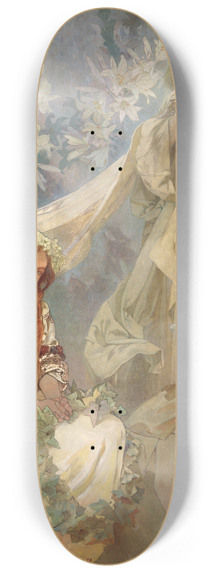 Alphonse Mucha - Madonna of the Lilies 8.25 inch art skate deck