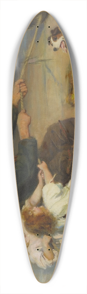 Arthur John Elsley - A Harbour Scene 39.3 inch art pintail longboard deck