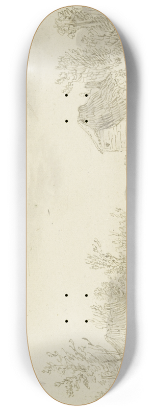 Jan van Goyen - Zwei Figuren und ein Hund vorn auf einem Weg, rechts zurck hlt ein Karren vor einem Gehft, dahinter Bume 8.25 inch art skate deck Jan van Goyen - Zwei Figuren und ein Hund vorn auf einem Weg, rechts zurck hlt ein Karren vor einem Gehft, dahinter Bume 8.25 inch art skate deck