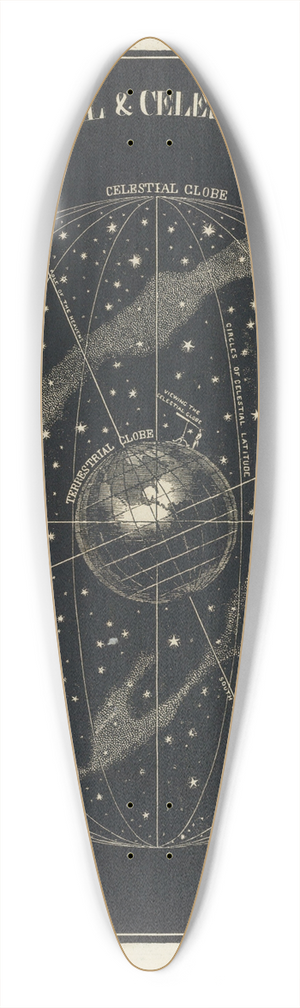 Asa Smith - Terrestrial, celestial globes 39.3 inch art pintail longboard deck