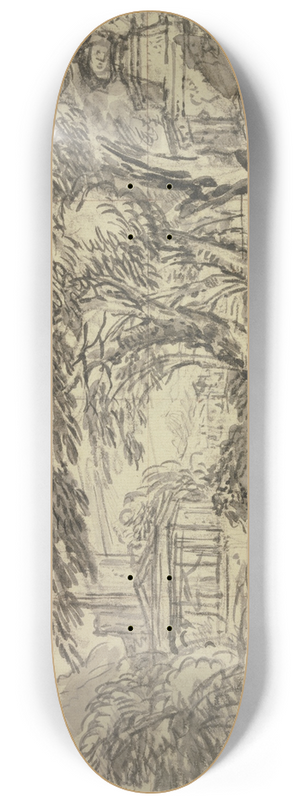 Jan van Huysum - Landscape with ancient temple in a storm 8.25 inch art skate deck
