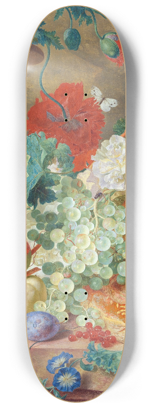 Jan van Huysum - Still Life with Flowers and Fruit 8.25 inch art skate deck
