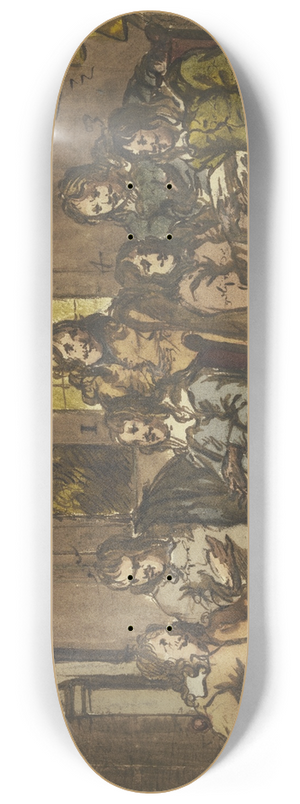Jan Van Mieris - Sieben Herren in einem Zimmer um einen grnen Tisch sitzend, mit Papieren beschftigt, dabei ein Hund 8.25 inch art skate deck