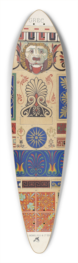 Auguste Racinet - Grec 2 39.3 inch art pintail longboard deck