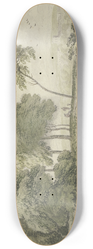 Jan Vermeer van Haarlem the Elder - An einer Baumgruppe zwei Eselstreiber von hinten 8.25 inch art skate deck