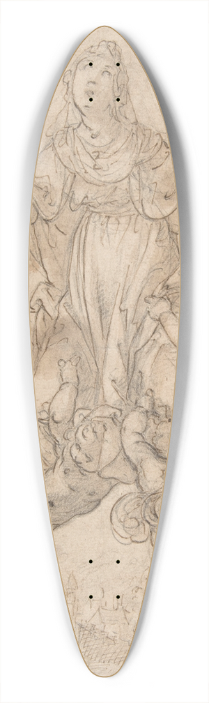 Aurelio Lomi - Virgin in Glory with Angels 39.3 inch art pintail longboard deck