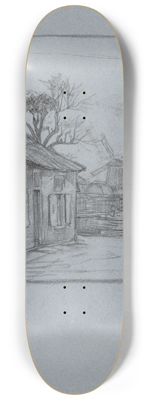 Jan Veth - Arbeidershuis met een moestuin en een molen op de achtergrond 8.25 inch art skate deck Jan Veth - Arbeidershuis met een moestuin en een molen op de achtergrond 8.25 inch art skate deck