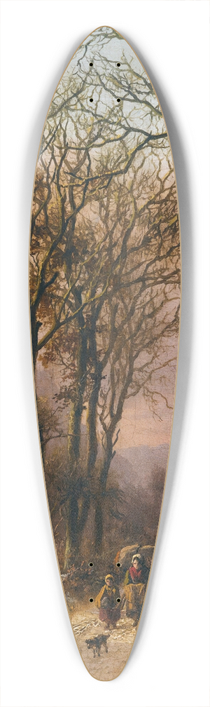 Barend Cornelis Koekkoek - Figures on a winter road 39.3 inch art pintail longboard deck
