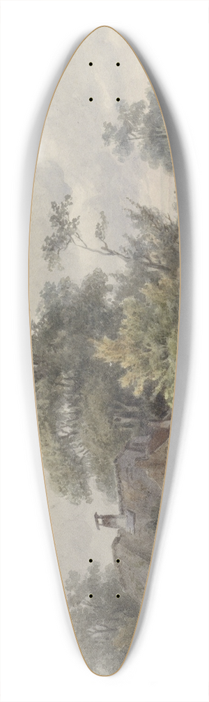 Barend Cornelis Koekkoek - Landschap met stenen brug bij een huis 39.3 inch art pintail longboard deck