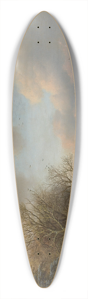 Barend Cornelis Koekkoek - Skaters On A Waterway With A Koek-En-Zopie Beyond 39.3 inch art pintail longboard deck
