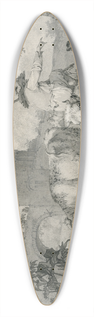 Barend Hendrik Thier - Shepherd with cattle in front of ruins 39.3 inch art pintail longboard deck