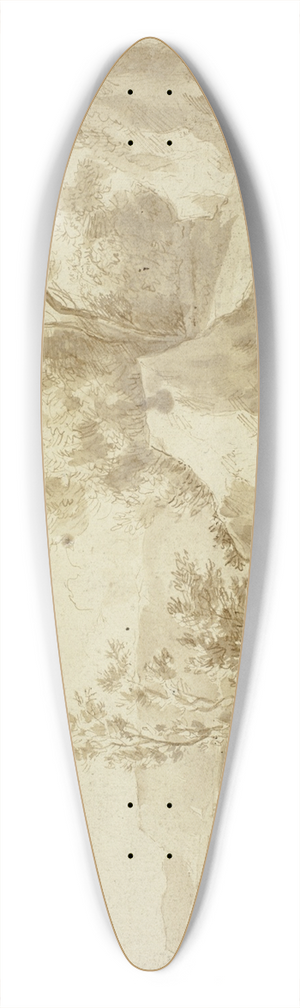 Bartholomeus Breenbergh - Rocks and Mountain Path, Figures and Town Below 39.3 inch art pintail longboard deck