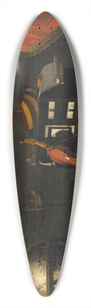 Bartolomeo Bettera - A still life with musical instruments and a globe on a table, a curtain behind 39.3 inch art pintail longboard deck