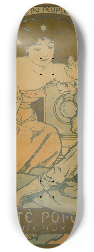 Alphonse Mucha - Socit Populaire Des Beaux-Arts 8.25 inch art skate deck